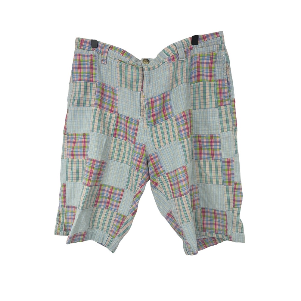 Weatherproof Madras Plaid Patchwork Y2K Preppy Bermuda Shorts Womens 14 Coastal
